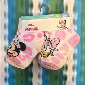 Disney Toddler Ankle Socks with Minnie & Daisy - Pink and Yellow Accents 2T-3T